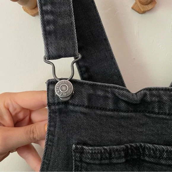 Old Navy Black Gray Denim Overalls - Picture 2 of 6